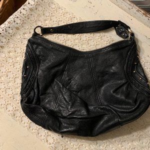 Junior Drake Italian Leather Small Black Hobo with